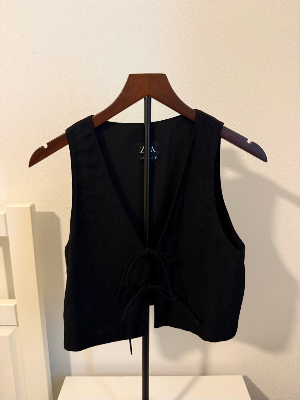 Zara Black Tie-Front Tank
